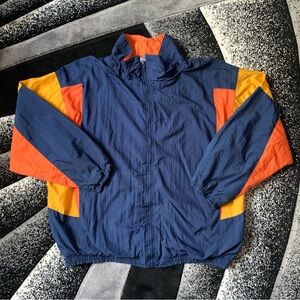 Vintage 90s Pro Spirit Navy Orange Full Zip Nylon Windbreaker Jacket